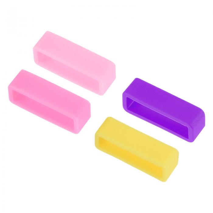 uxcell ウォッチバンドストラップループ 22mm幅 ラバーファスナーリング シリコンウォッチリテーナー ウォッチバンドミックスカラー4個