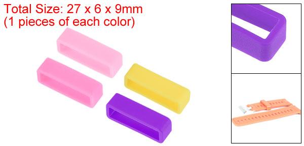 uxcell ウォッチバンドストラップループ 24mm幅ラバーファスナーリング シリコンウォッチリテーナー ウォッチバンドミックスカラー4個