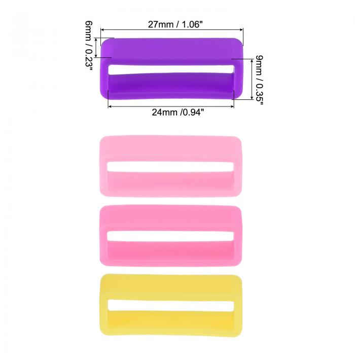 uxcell ウォッチバンドストラップループ 24mm幅ラバーファスナーリング シリコンウォッチリテーナー ウォッチバンドミックスカラー4個
