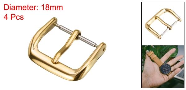 uxcell 4個の時計バンド交換バックル18mm 316Lステンレススチールク ラスプ レザーシリコンナイロンキャンバス時計バンド用 金色トーン
