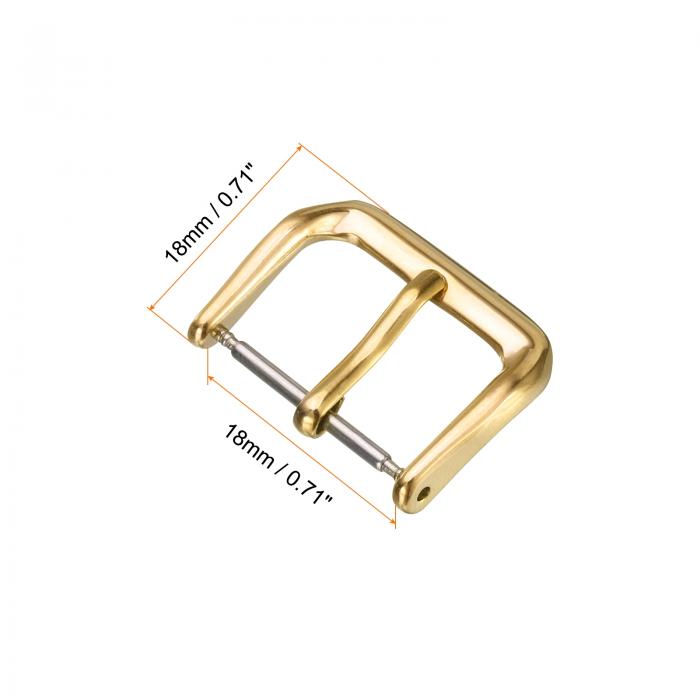 uxcell 4個の時計バンド交換バックル18mm 316Lステンレススチールク ラスプ レザーシリコンナイロンキャンバス時計バンド用 金色トーン