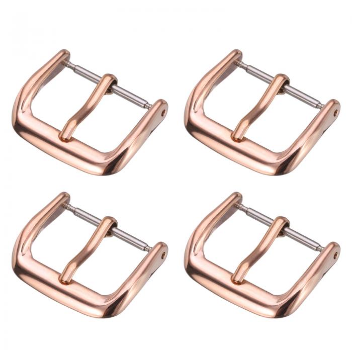 uxcell 4個の時計バンド交換バックル18mm 316Lステンレススチールク ラスプ レザーシリコンナイロンキャンバス時計バンド用 ローズトーン