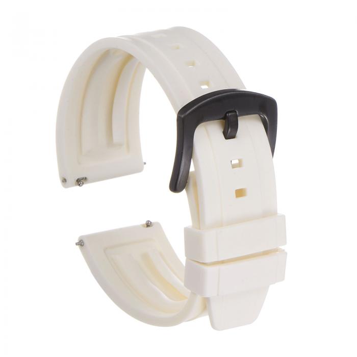 uxcell 22mm幅クイックリリースソフトフルオロラバー製交換用ウォッチストラップ 黒ステンレススチールバックル付き 男性用女性用 ホワイト