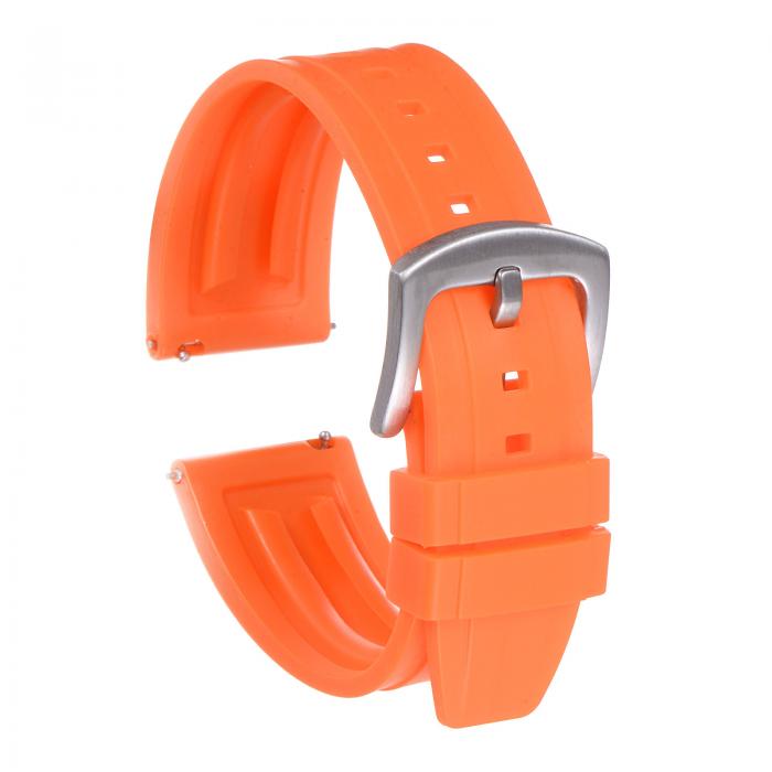 uxcell 26mm幅のクイックリリースソフトフルオロラバー製交換用ウォッチストラップ シルバーステンレススチールバックル付き 男性用女性用 オレンジ(2)
