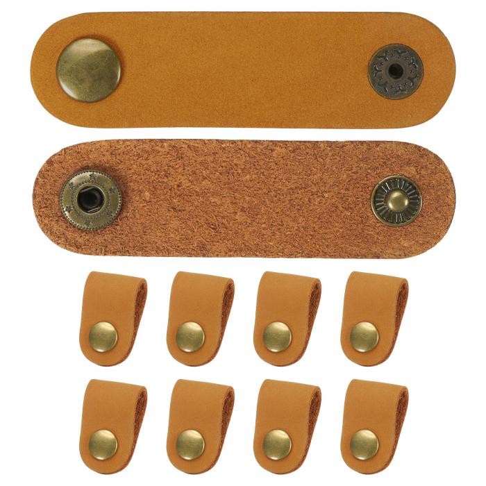 PATIKIL レザーコードオーガナイザーケーブルストラップ 10個8x2cmポータブルケーブルレザークリップ ホルダーイヤホンコード管理用ケーブル ワイヤー イエロー