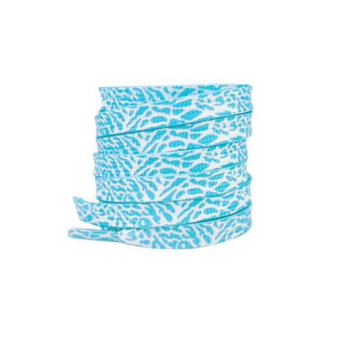 Elerevyo Flat Colorful Color Contrast Pattern Shoelaces Sports Shoe Laces for Athletic Running Sneakers Shoes Boot Strings 1 Pair White-Light Blue 140cm/55.1