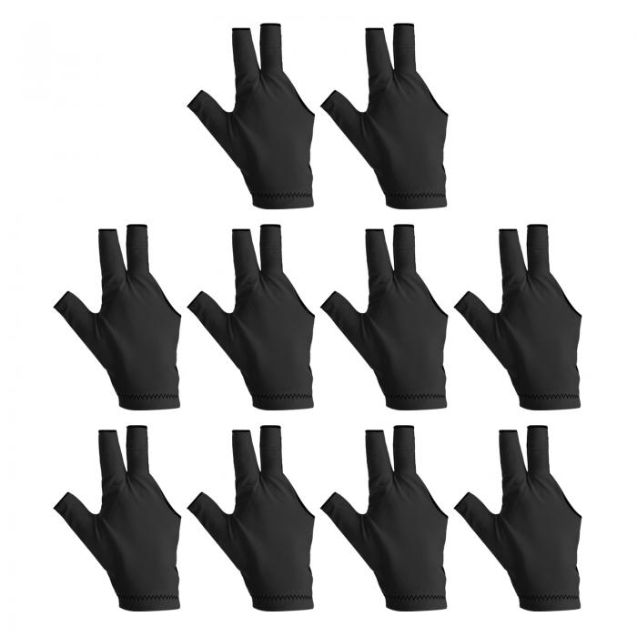 PATIKIL 3本指プールグローブ 左手用 10個セット 通気性スパンデックス ビリヤードグローブ アクセサリー レディース メンズ キューシューター スヌー...