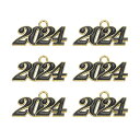 PATIKIL 2024年卒業タッセル装飾 6個合金2024年エナメル中サイズ文字装飾 卒業タッセル卒業帽ネックレスペンダントDIYキーメイキング 金色黒