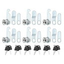 PATIKIL キー付き3/4"カムロック 6個入り亜鉛合金キー付きキャビネットカムロックセットRV収納ロックファイル引き出し郵便収納ツールボックス用 シルバートーン