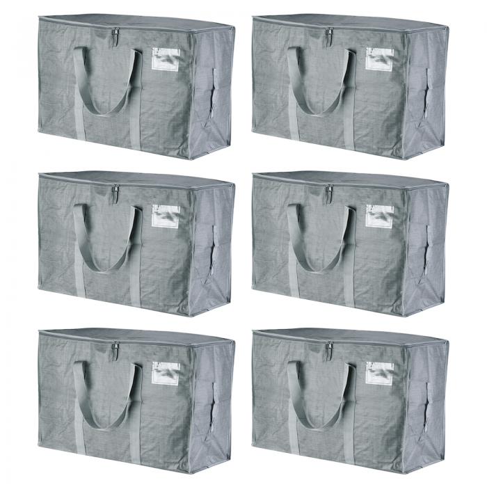 PATIKIL エクストララージムービングバッグ 6パック 補強ハンドルとジッパー収納トートパッキングバッグ 衣類移動用品用 グレー