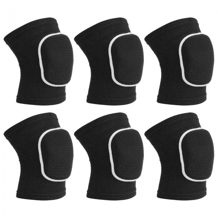 PATIKIL XS プロテクティブニーパッド 3ペアのスポンジバレーボールニーパッドダンスニーパッド ブレース 女性用 男性用 フットボール バスケットボール ワークアウト用 黒 ホワイト