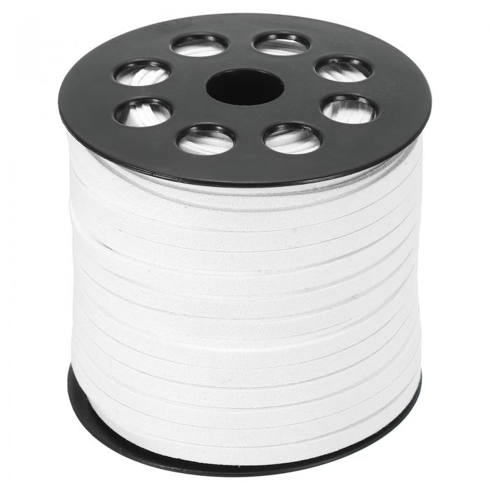 PATIKIL 5mm 50ヤード スエードレザーコード ネックレスブレスレットビーズジュエリーメイキング用 ロールスプール付きフラットレザーストリング ホワイト