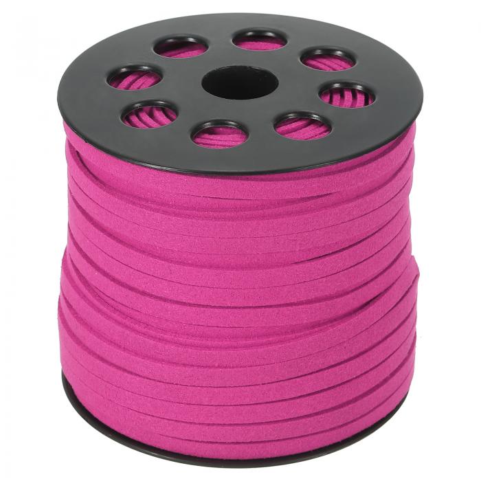 PATIKIL 5mm 50ヤード スエードレザーコード ネックレスブレスレットビーズジュエリーメイキング用 ロールスプール付きフラットレザーストリング ローズ