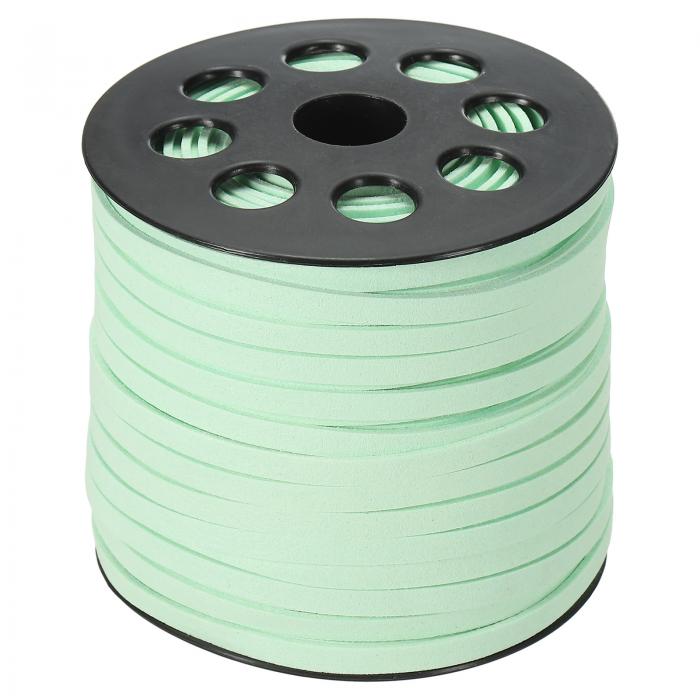 PATIKIL スエードレザーコード5mm 50ヤード ネックレスブレスレットビーズジュエリーメイキング用ロールスプール付きフラットレザーストリング ライト緑