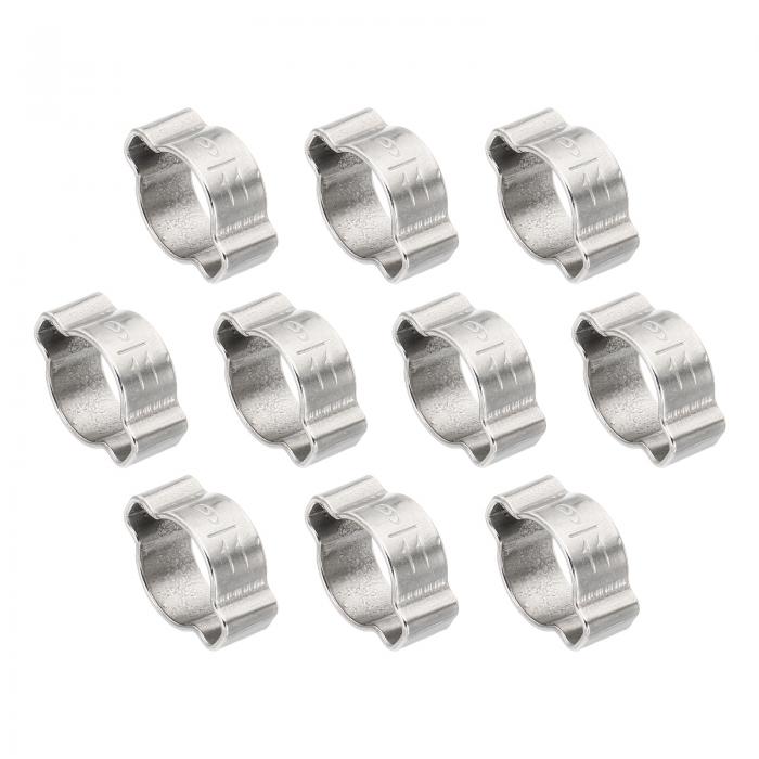 PATIKIL 10パック 9-11mm ダブルイヤーホースクランプ 304ステンレススチール Oクリップ圧着リング 燃料 ガソリン パイプ チューブ接続用 シルバートーン