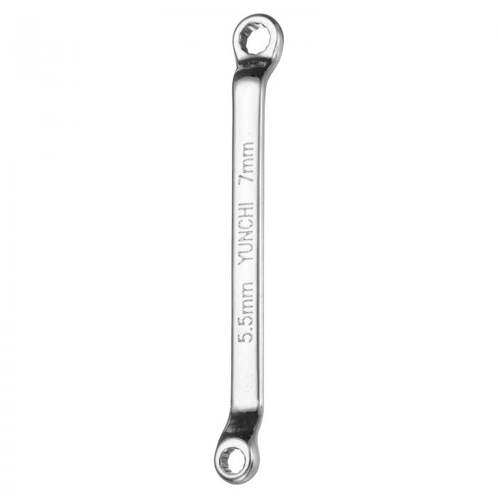uxcell 45度オフセットボックスエンドレンチ5.5mm x 7mmメトリック12ポ イントミラークロムメッキ合金鋼ダブルボックスレンチロング工業用トルクスボックスレンチ修理ツール
