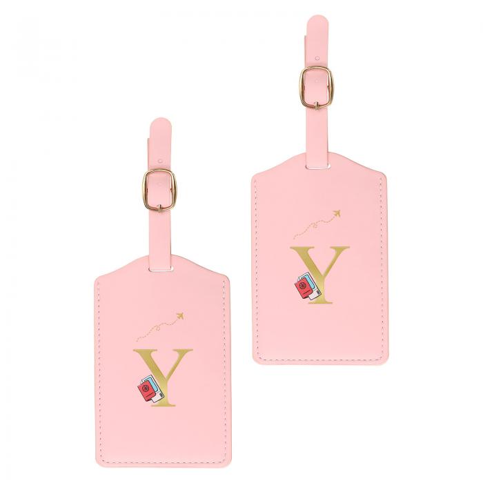 PATIKIL 初期荷物タグ 2パック PUレザー 荷物タグ 刺繍入り レター スーツケースラベルタグ 荷物バッグ..