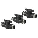 PATIKIL 1/2" ニューマチックボールバルブ 3個のプッシュ・トゥ・コネクトフィッティング ニューマチックシステムオートメーション製造用エアフローコントロールバルブ 黒