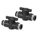 PATIKIL 1/2" ニューマチックボールバルブ 2個のプッシュ・トゥ・コネクトフィッティングス クイックコネクトチューブフィッティングス ニューマチックシステムオートメーション製造用エアフローコントロールバルブ 黒