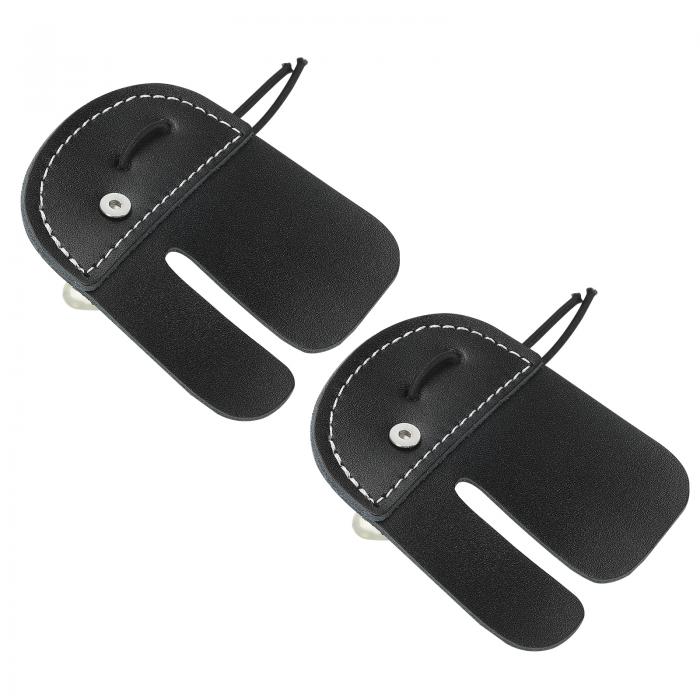 PATIKIL 2層レザーアーチェリーフィンガータブ 指保護ギアガード 黒