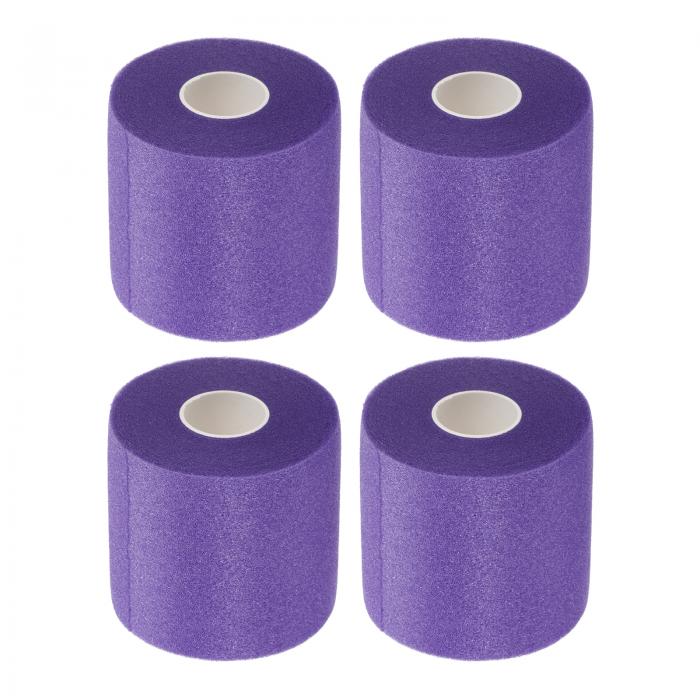 PATIKIL フォームプレラップアスレチックテープ 7 cm x 30ヤード 4ロール 非粘着性 プレラップヘッドバンド 髪 サッカー スポーツ 手首 肘 膝 足首用 パープル