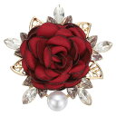 PATIKIL 花のパールブローチ 女性用メンズウェディングパーティー金色メッキリーフラペ ルピン衣類ドレスアクセサリーバースデーグラデュエーション宝石レッド