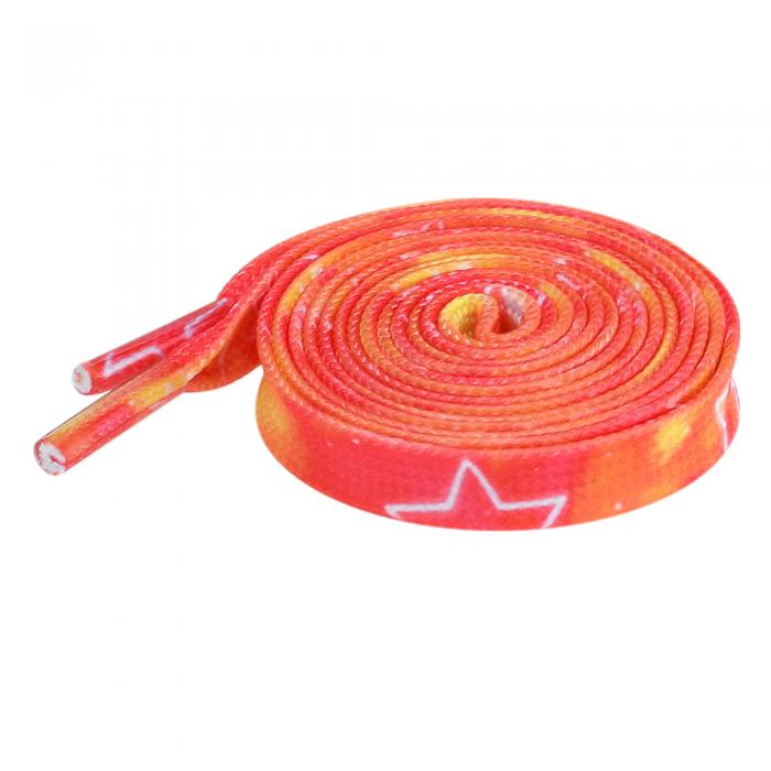 Elerevyo 1 Pair Tie-Dye Stars Flat Shoe Laces for Sneakers, 0.31'' Soft Shoelaces Shoestrings for Casual Hiking Shoes Red Orange 160cm/63.0