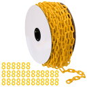 PATIKIL プラスチックチェーン クラウドコントロール用 150フィート 安全バリアチェーン 1/4"(6mm) イエロープラスチックチェーンリンク 列線 駐車場 フェンス ゲート コンサート および装飾用