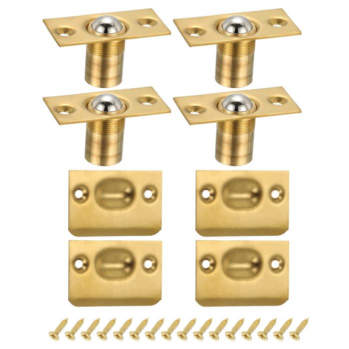 PATIKIL ステンレススチールクローゼットボールキャッチドアハードウェア 4パック調整可能なキャビネットドアボールキャッチクローム仕上げ ストライクプレート＆ネジ付き 内部ドア用 金