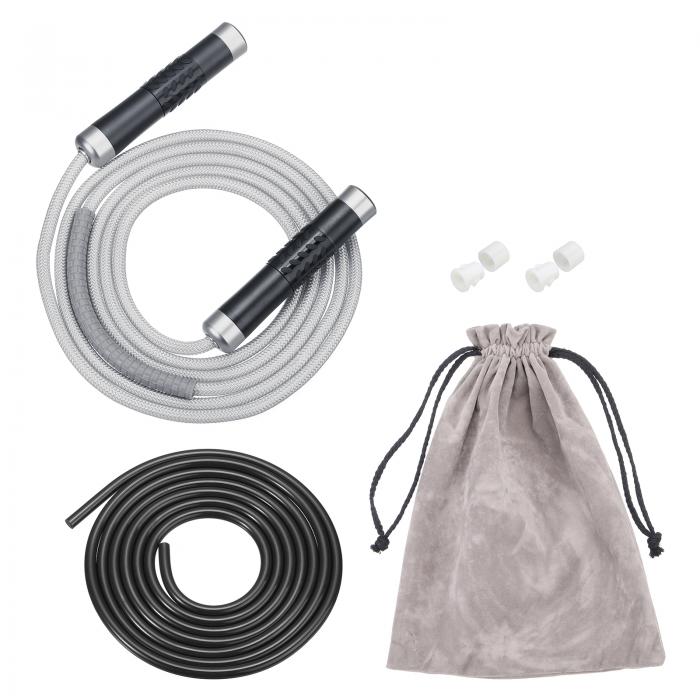 PATIKIL フィットネス用ウェイト付き縄跳び1LB ワークアウトスピード縄跳び9mmファブリックコッ トン&9mmソリッドPVCロープボールベアリングスイベル 男性女性用有酸素運動 グレー