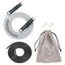 PATIKIL フィットネス用ウェイト付き縄跳び1LB ワークアウトスピード縄跳び9mmファブリックコッ トン&9mmソリッドPVCロープボールベアリングスイベル 男性女性用有酸素運動 グレー(4)