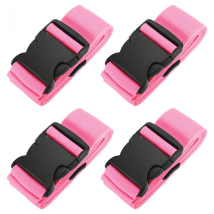 PATIKIL ラゲッジストラップ 4個セット スーツケースストラップ 調節可能なラゲッジベルトストラップ バックル付き 旅行用 スーツケース用 ピンク