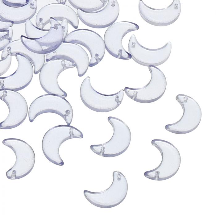 PATIKIL 100個 月 三日月ビーズ 月の形 ガラス製ルーズスペーサー ペールパープル