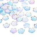 PATIKIL フローラルスペーサービーズ 50個 金色メッキ 5枚の花びらグラデーションアクリル桜の花ビーズ ブレスレット イヤリング ネックレス 宝石メイキング DIYクラフト用 ブルーバイオレットグラデーション