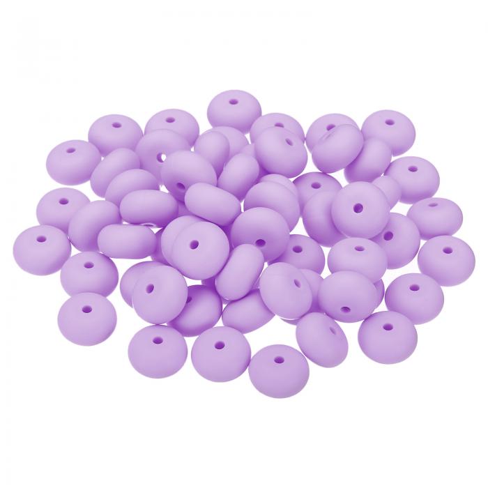 PATIKIL 14mmシリコンビーズ 60個シリコンビーズバルクアバカススペーサービーズレンティルフォーカルかわいいペンキーチェーンブレスレットネックレス パープル