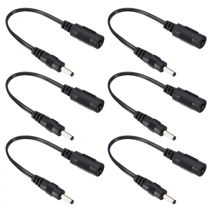 PATIKIL 0.6フィート DC 5.5x2.1mm メス - DC 3.5x1.35mm オス 電源ケーブル 6個 ワイヤ アダプタ コネクタ 充電コード ライト ファン スピーカー テーブルランプ用 黒