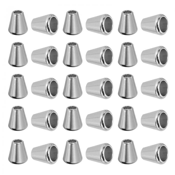 PATIKIL ベルストッパー円錐コードエンド 30個 亜鉛合金 コードロープファスナー ロッククリップ DIY 衣類靴ひもバッグ用 明るい銀色