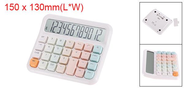 PATIKIL 機械式スイッチ電卓 電池駆動 12桁大型LEDディスプレイ 標準機能 電子ビッグボタン ハンドヘルド 可愛い電卓 ホームオフィス デスクトップ用 ホワイト