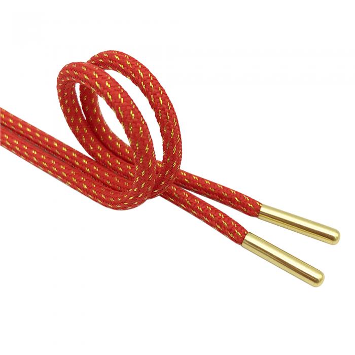 Elerevyo Round Metallic Shoelaces with Metal Tips for Athletic Shoes Boot Strings 2 Pairs Red 160cm/62.99