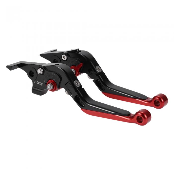 Motoforti Yamahaに対応T-MAX560 19-20用ショートロングブレーキクラッチレバー 6段階調整可能なオートバイハンドルブレーキレバー アルミニウム合金 ブラックハンドルレッドエンド