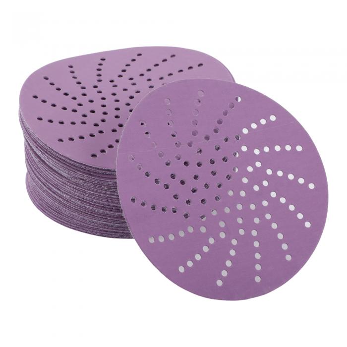 Partuto 50個 5インチ 2000グリット ユニバーサル サンディングディスク - ラウンド フックアンドループ サンドペーパー - ペーパーベース パープル