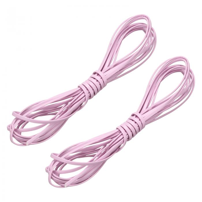 uxcell 2束のフラットレザーコード、5.5ヤード4mmレザークラフトレーシングストリップ、ピンク