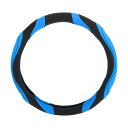 Motoforti ハンドルカバー ステアリングカバー 36.5-37.9cm 汗対策 フォーレザーラバー ブラック ブルー