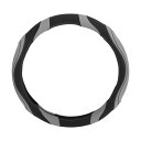 Motoforti ハンドルカバー ステアリングカバー 36.5-37.9cm 汗対策 フォーレザーラバー ブラック グレー