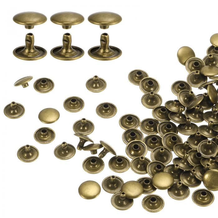 uxcell 両面カシメ レザーリベット 12x8mm 80個セット レザークラフト DIY 手作り ベルト 布革細工 靴 ..