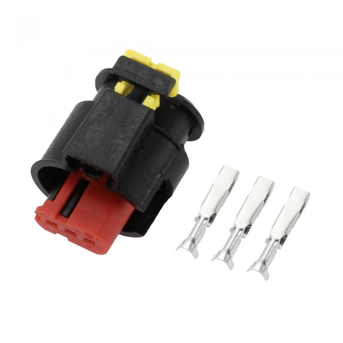 Hihaha オペルFiatに対応用イグニッションコイル修理キットコネクタプラグ/内部女性ワイヤーターミナルコネクタ/防水プラスチックめっき銅1.5mmシリーズ/1セットブラック3ピン