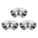 uxcell 3個1" PT女性90度エルボーステンレス鋼水管継手エアホースPVCチューブ鋳造