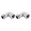 uxcell 2個 3/8" PT メス x オス 90度エルボー ステンレス鋼 水道管継手 エアホース PVC チューブ キャスト