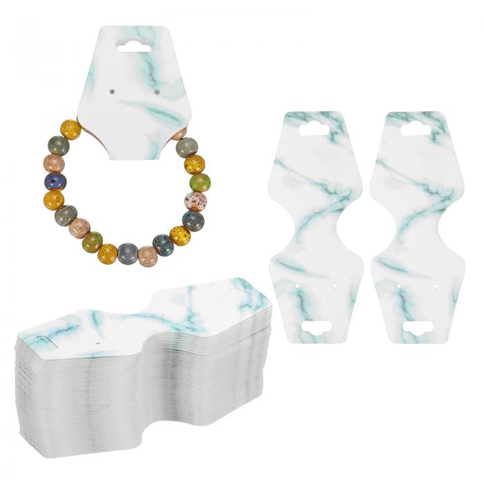 uxcell 100 個 ブレスレットディスプレイカード、宝石ディスプレイカード マーブルペーパーブレスレッ..