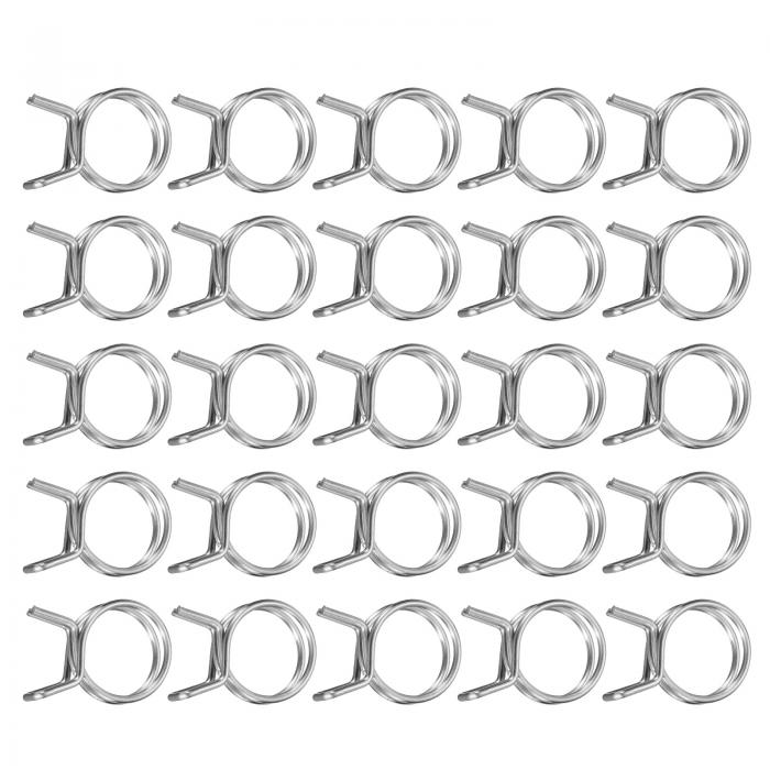 uxcell 25個 22mm/0.87"内径 ダブルワイヤースプリングホースクランプ ステンレス製調整可能なスプリン..